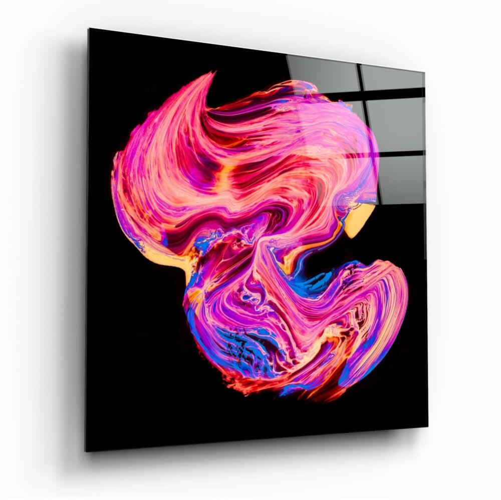 Dance of Colors Glass Wall Art - Fluid Abstract Decor