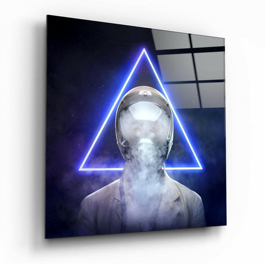 Geometric Thoughts glass wall art with high-gloss tempered glass finish