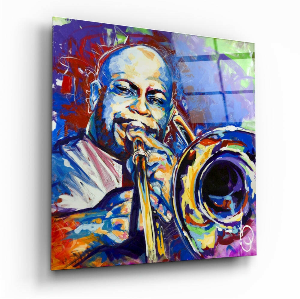 Trombone glass wall art