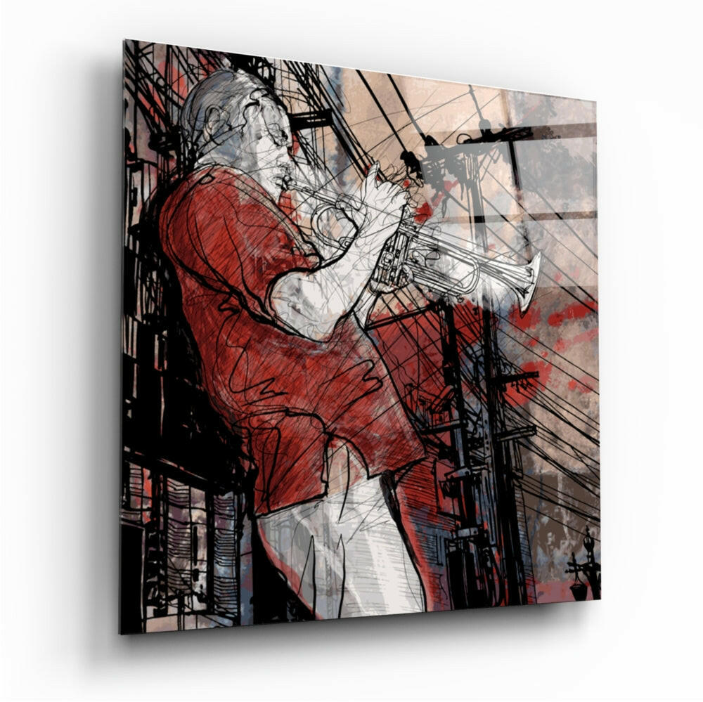 Trumpet tempered glass wall art print