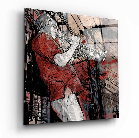 Trumpet tempered glass wall art print