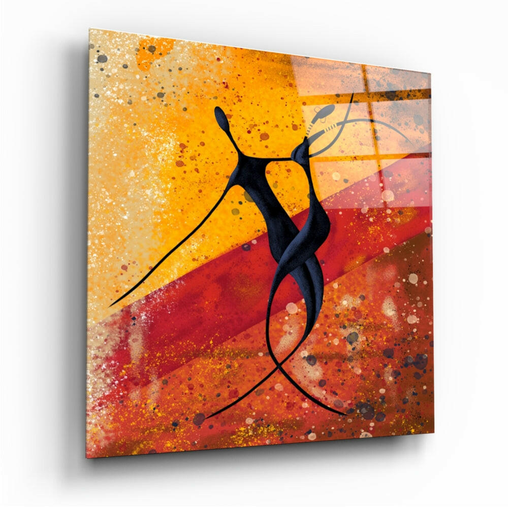 Dance of Shadows glass wall art with high-gloss tempered glass finish