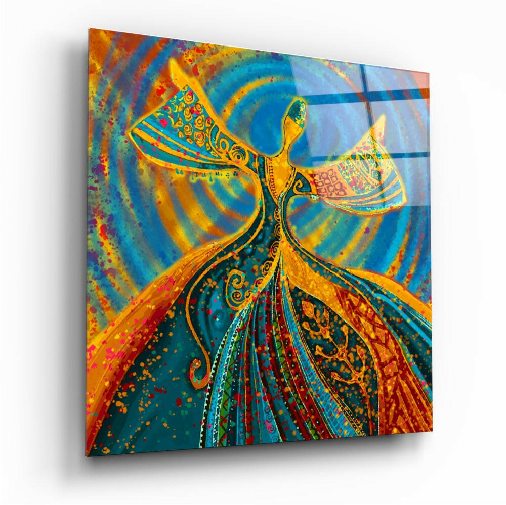 Return Abstract glass wall art with high-gloss tempered glass finish