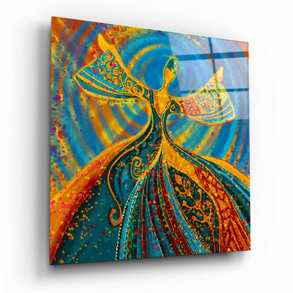 Return Abstract glass wall art with high-gloss tempered glass finish