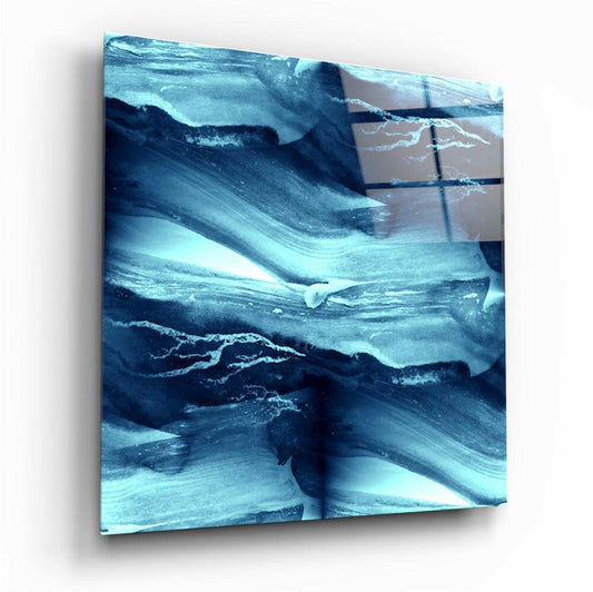 Abstract Waves Glass Wall Art print in modern wave pattern design