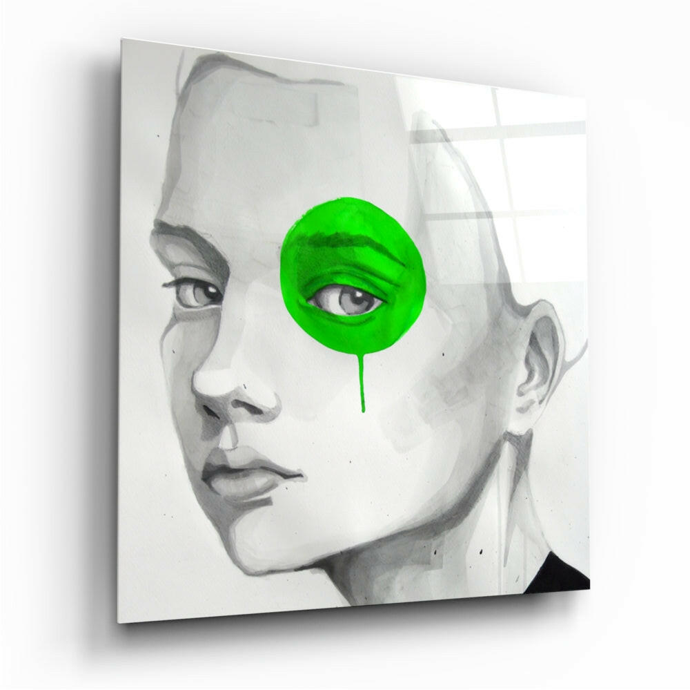 Green Look glass wall art with high-gloss tempered glass finish