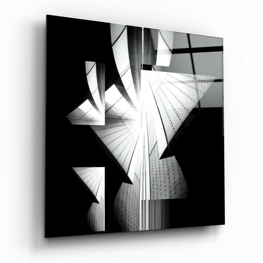 City Abstract Glass Wall Art - Modern Monochrome Wall Decor