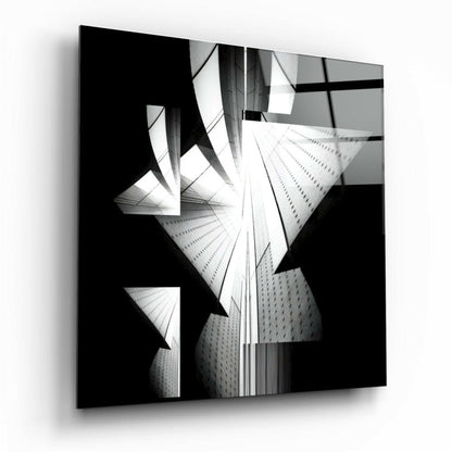 City Abstract Glass Wall Art - Modern Monochrome Wall Decor