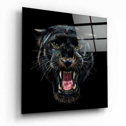 Jaguar glass wall art with high-gloss tempered glass finish
