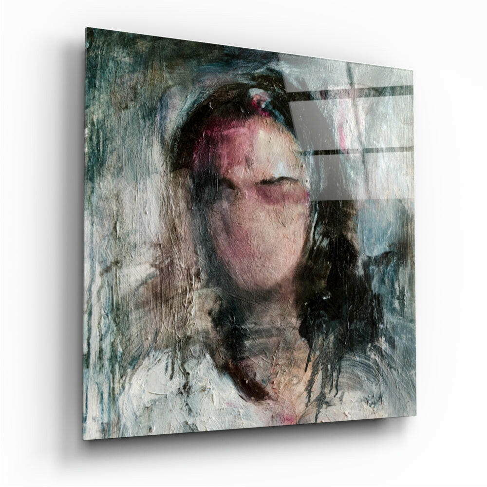 Abstract Woman Glass Wall Art print with glossy tempered glass finish