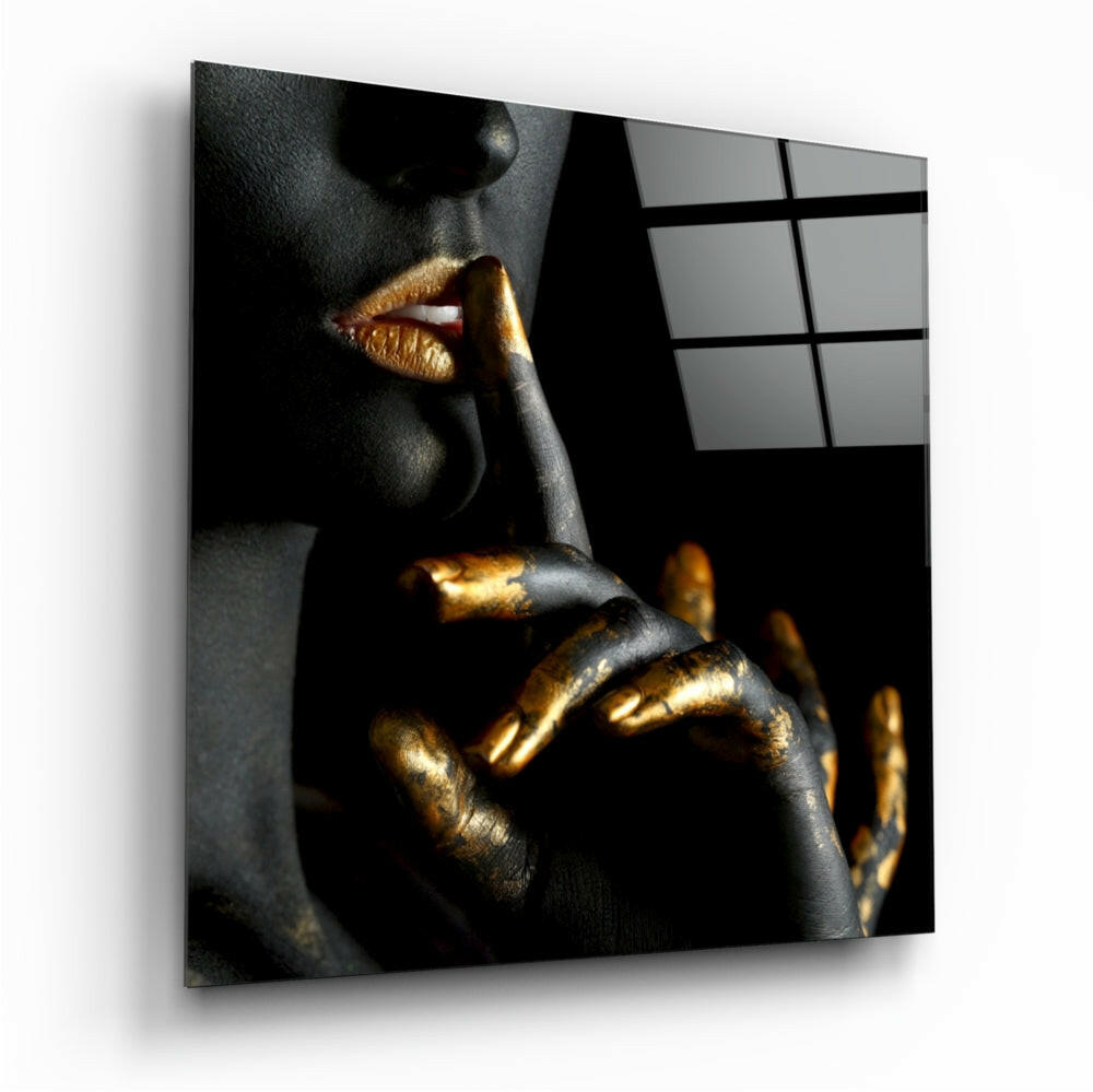 Silence glass wall art tempered glass print