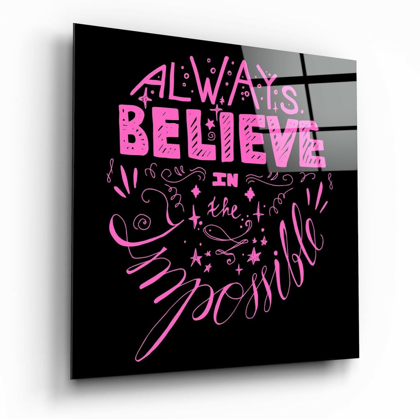 Change Your World glass wall art motivational typography print