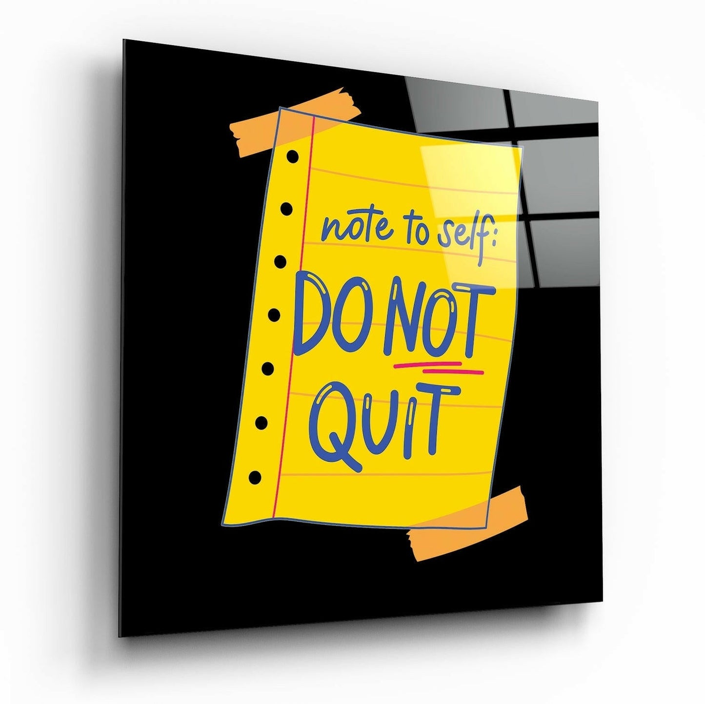 Note To Self glass wall art typography print