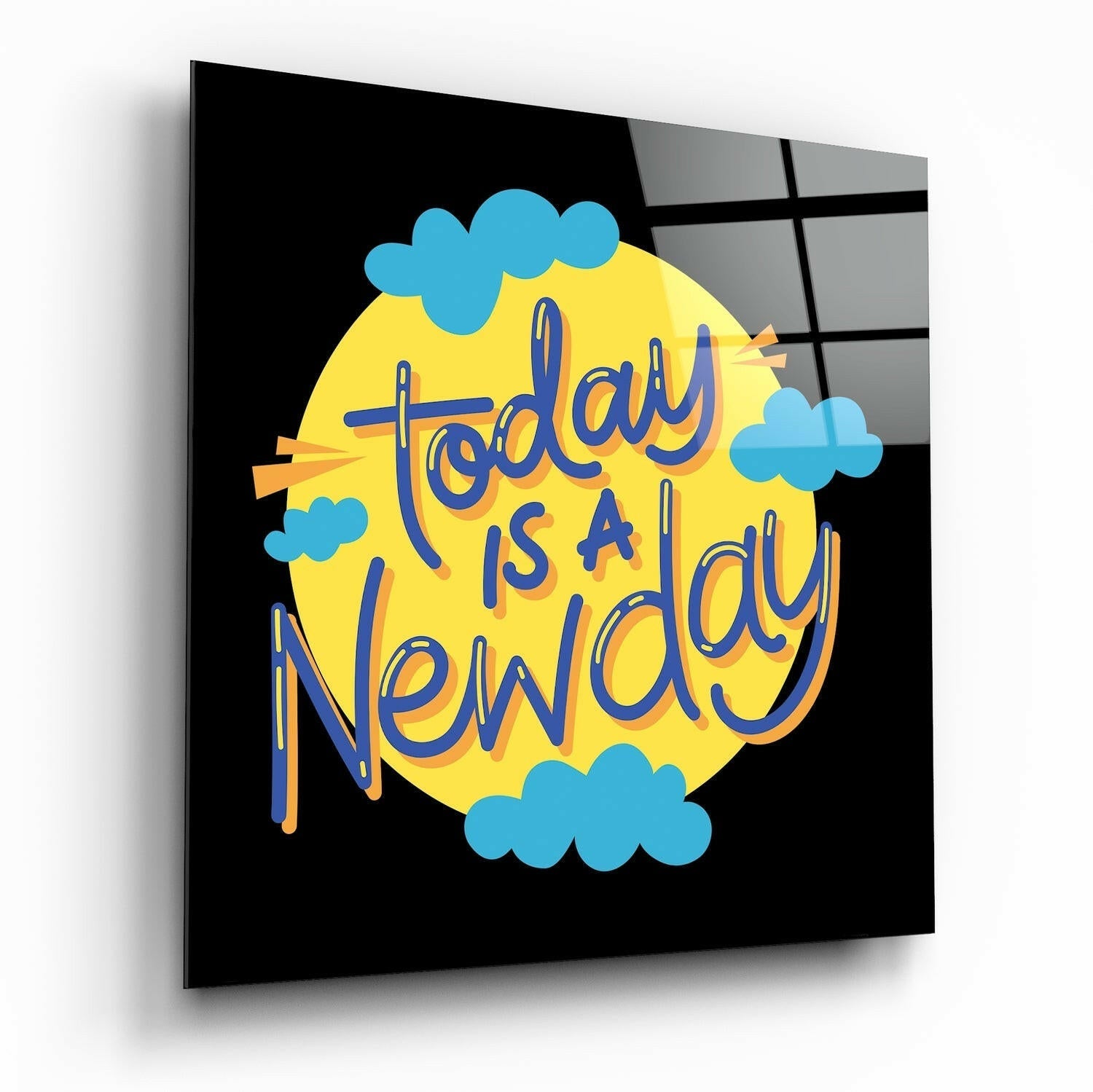 Today Is A New Day typography glass wall art