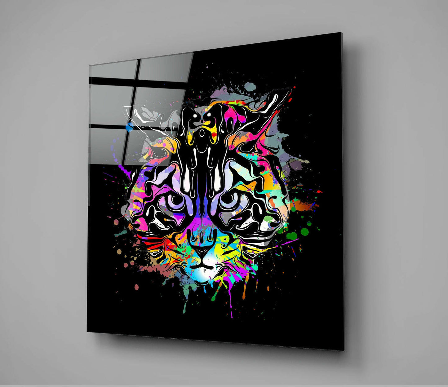 Cat Art Glass Wall Art - Modern Feline Print