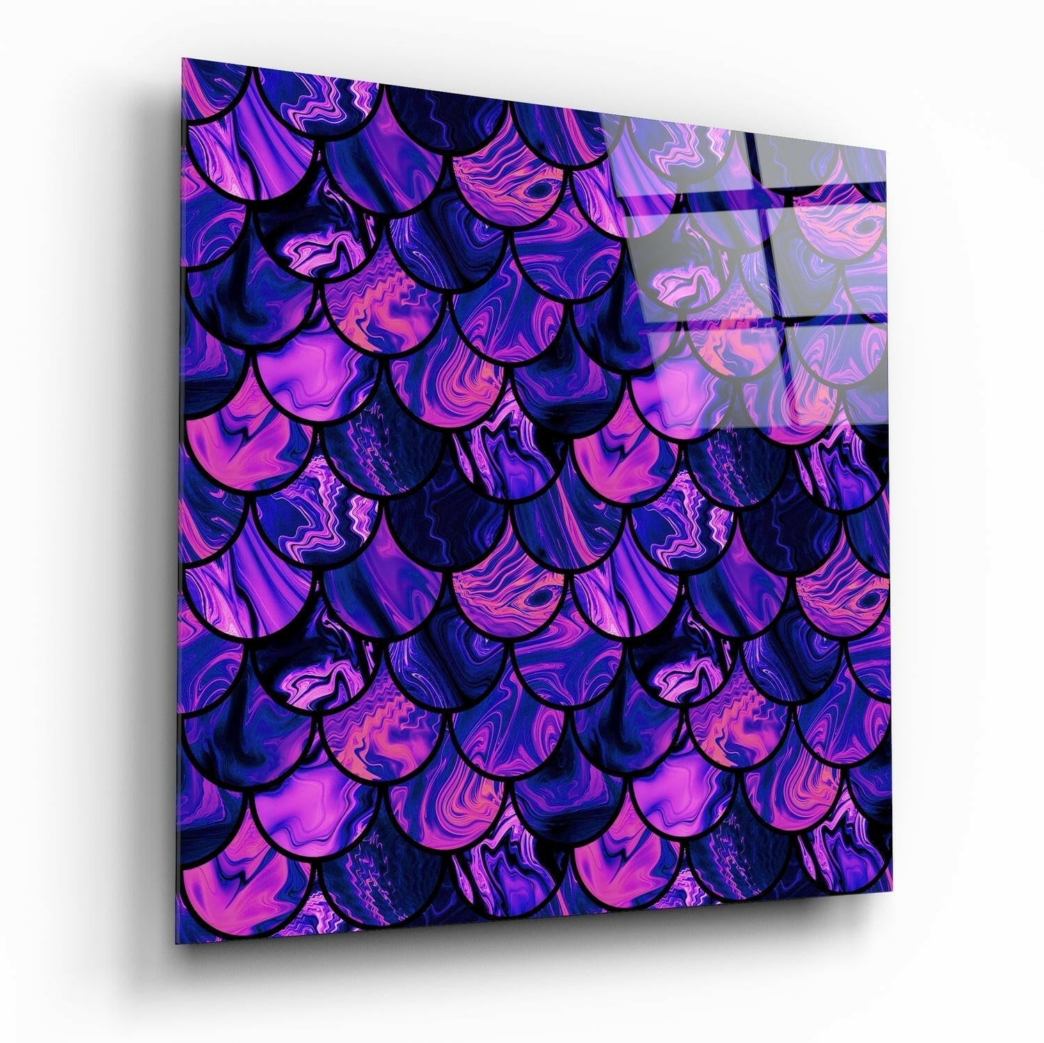 Fish scale pattern glass wall art print