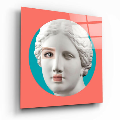 Female Face Sculpture glass wall art tempered glass print