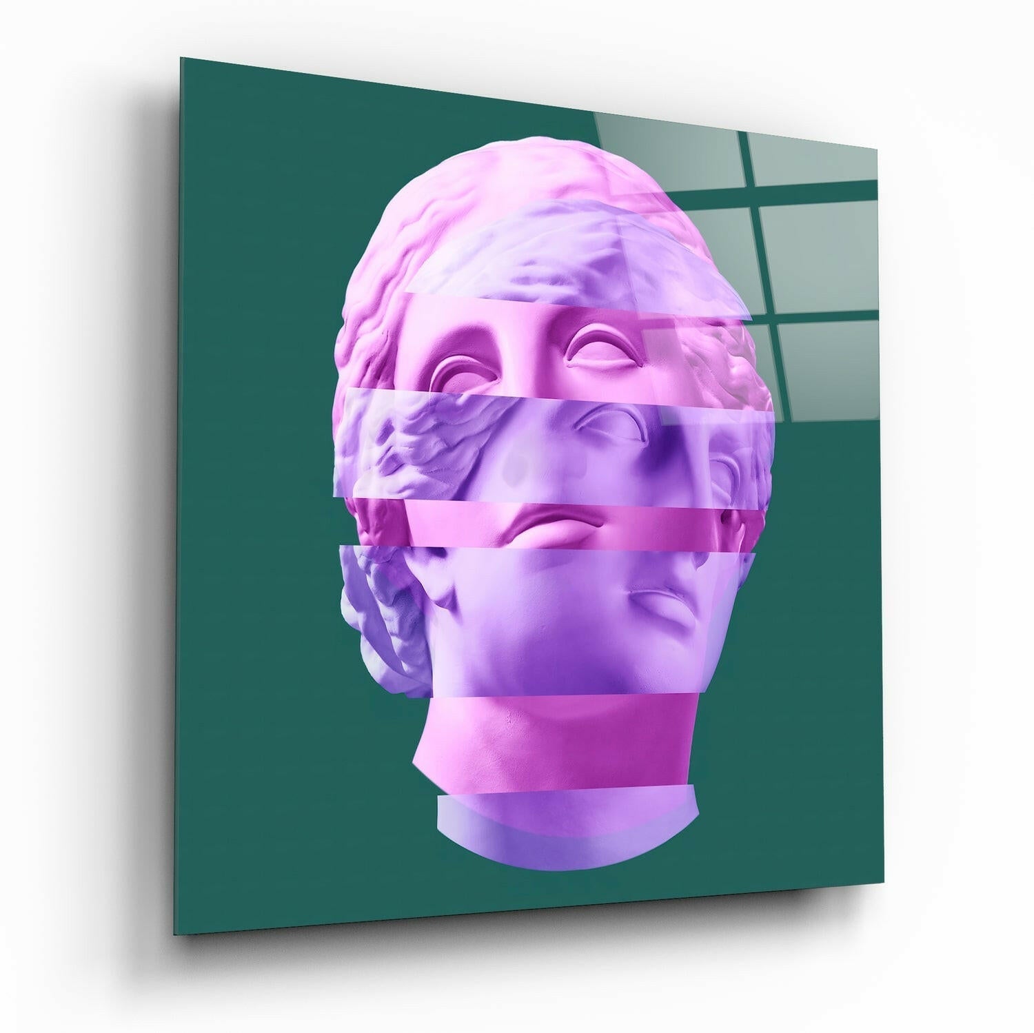 Sculpture glass wall art with sculptural form and shading