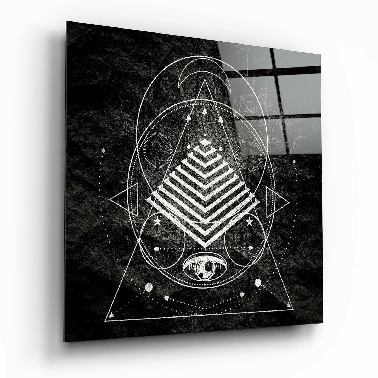 Geometric triangle lines glass wall art print