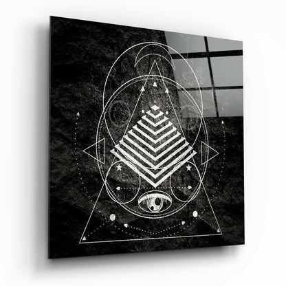 Geometric triangle lines glass wall art print