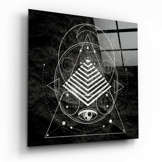 Geometric triangle lines glass wall art print