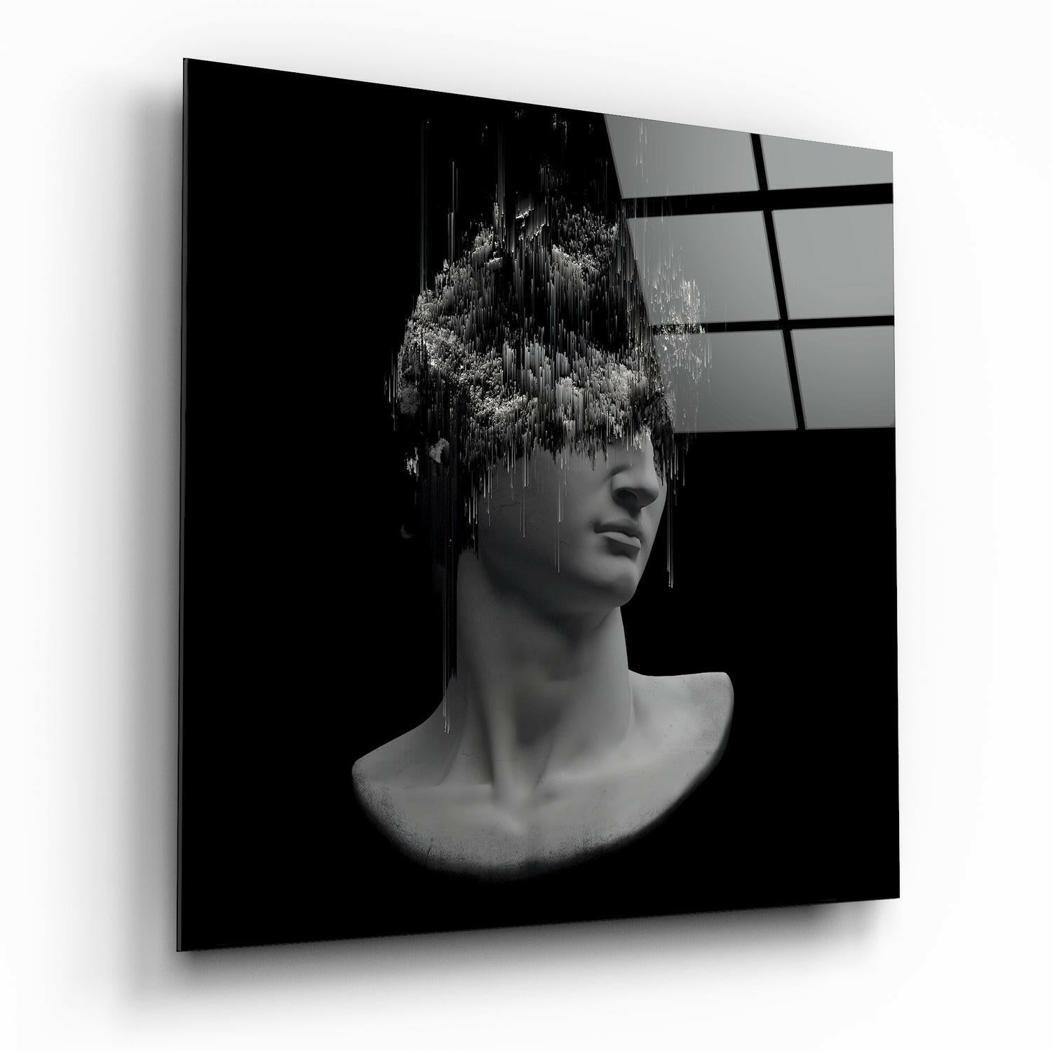 Sculpture glass wall art with high-gloss tempered glass finish