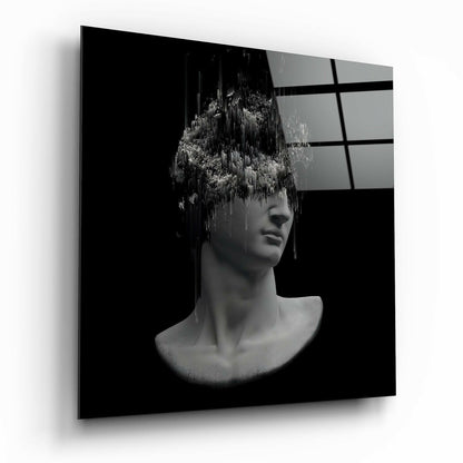 Sculpture glass wall art with high-gloss tempered glass finish