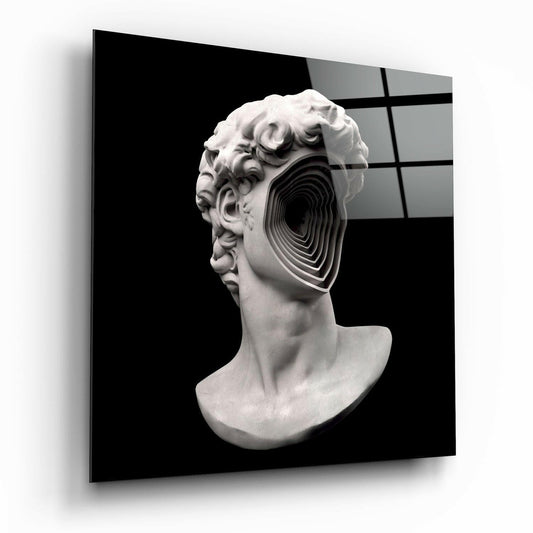 Sculpture head glass wall art print