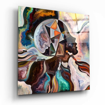 Mindful meditation glass wall art on high-gloss tempered glass