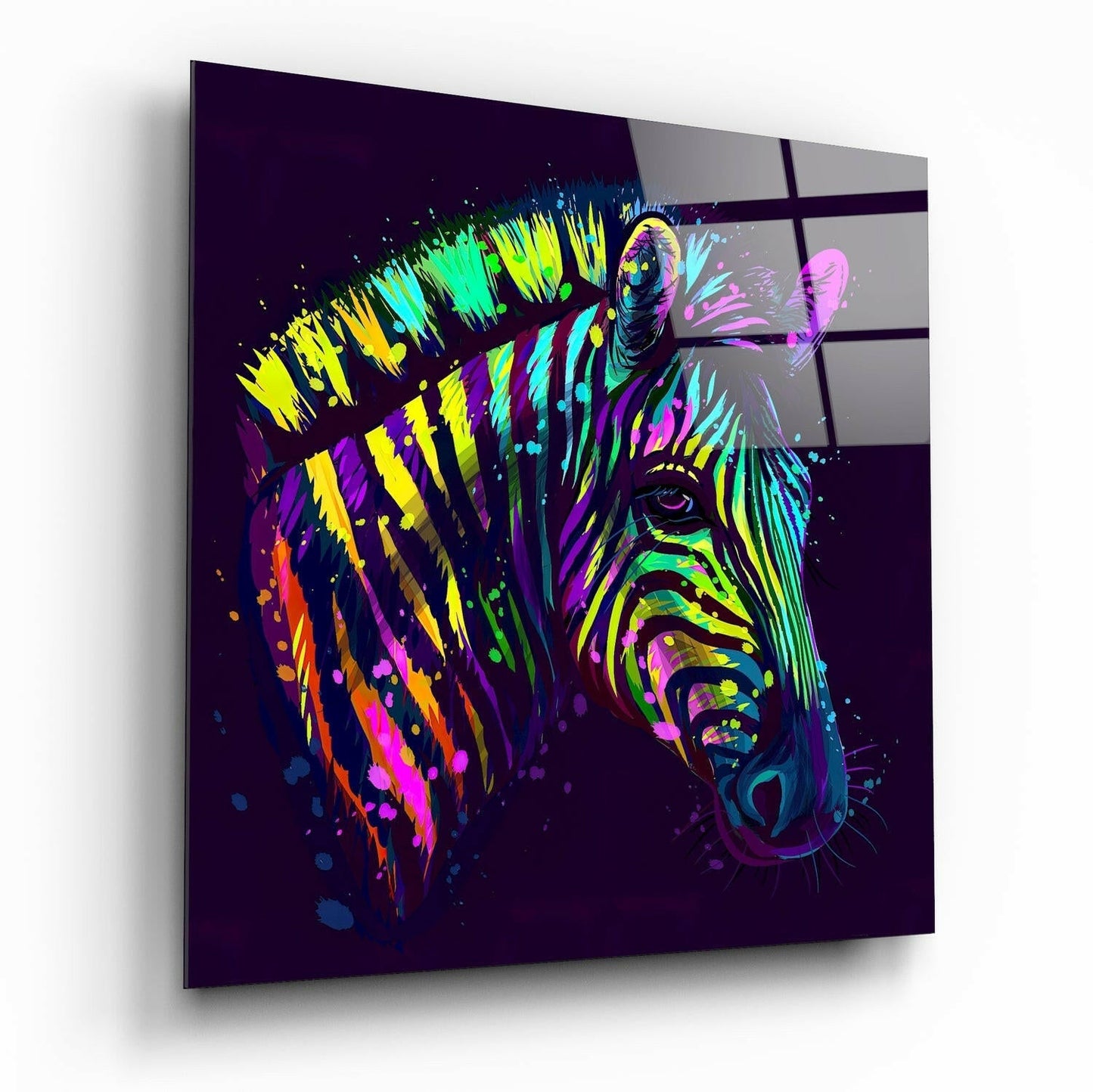 Colorful Zebra glass wall art tempered glass print