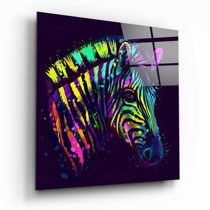 Colorful Zebra glass wall art tempered glass print