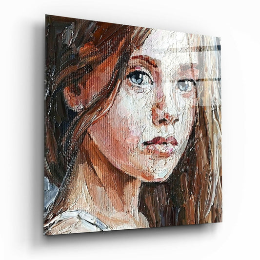 Girl glass wall art with high-gloss tempered glass finish