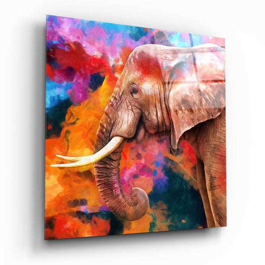 Elephant glass wall art printed on tempered glass