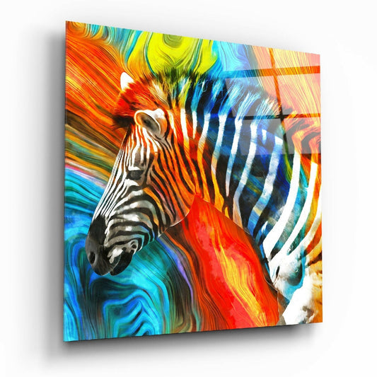 Zebra glass wall art printed on tempered glass