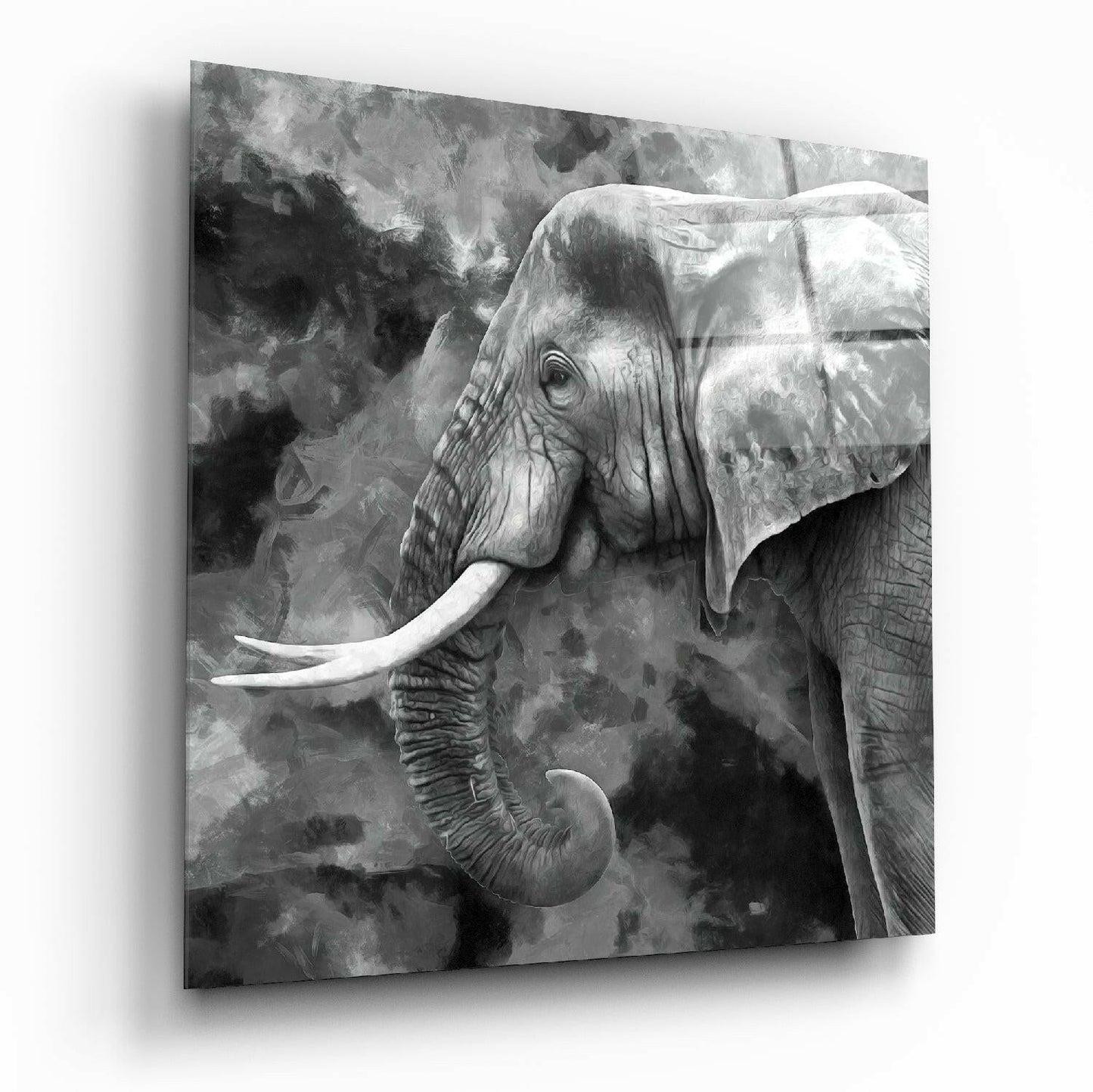 Elephant glass wall art printed on tempered glass