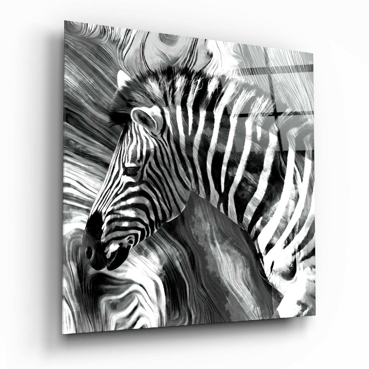 Zebra glass wall art printed on tempered glass