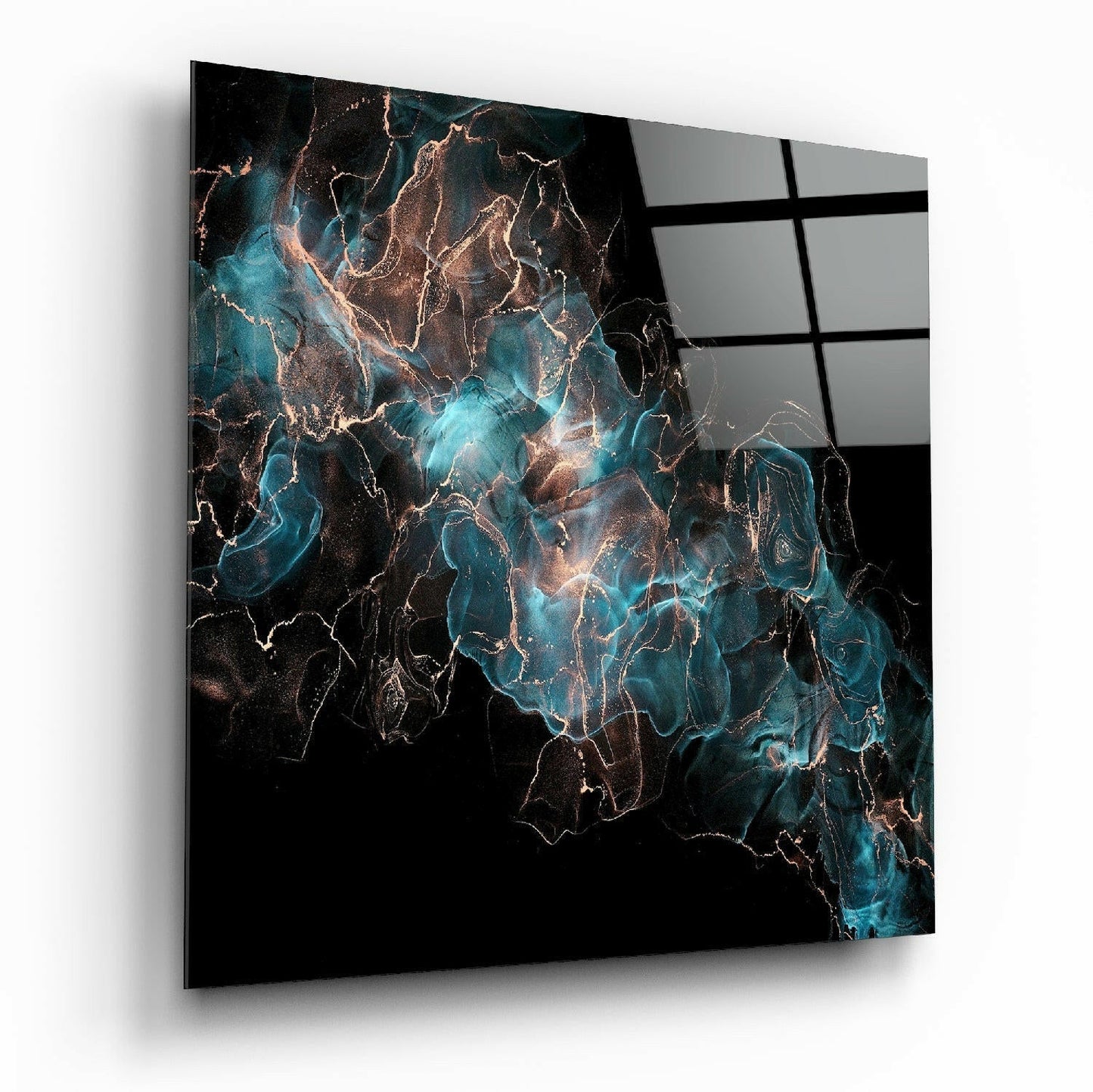 Energy abstract glass wall art with vivid swirling colors