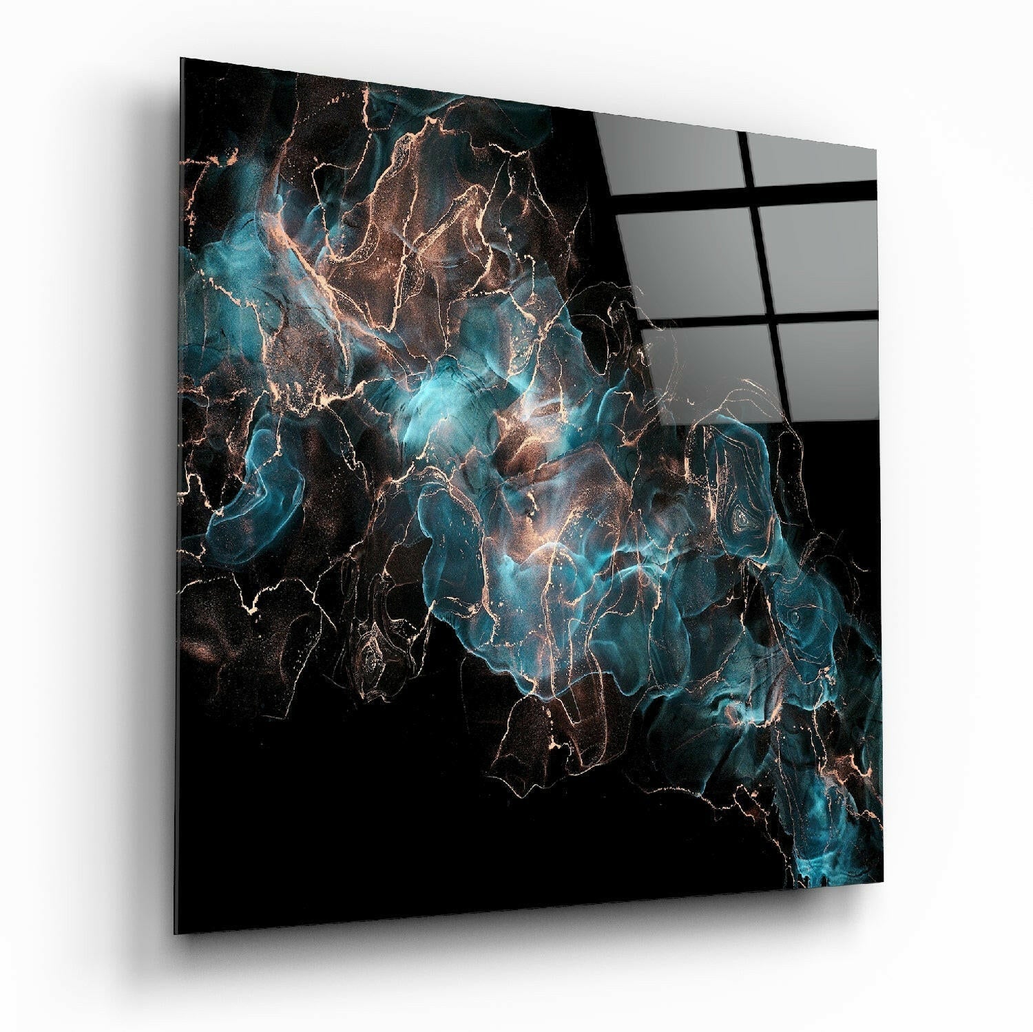 Energy abstract glass wall art with vivid swirling colors