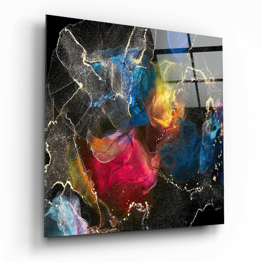 Energy glass wall art on living room wall