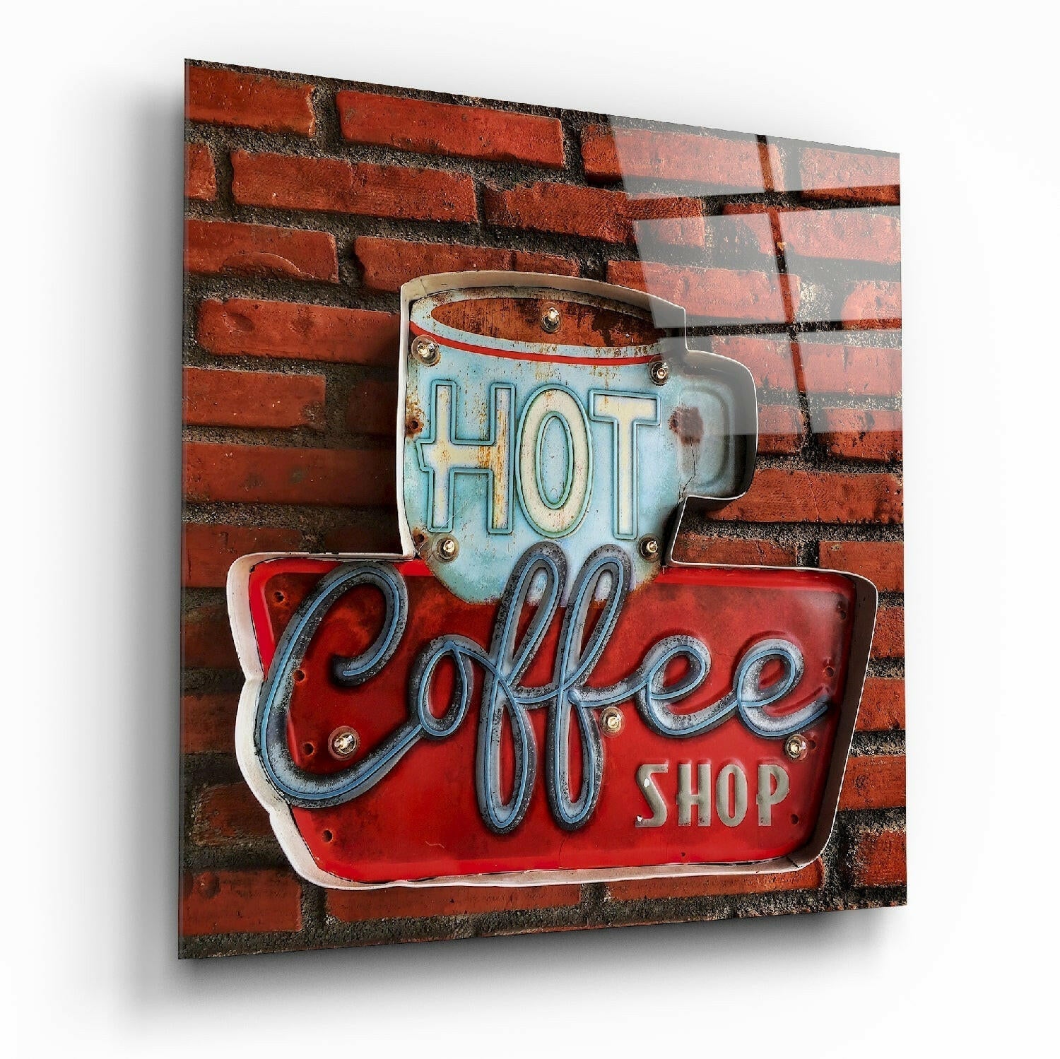 Hot coffee glass wall art in kitchen decor