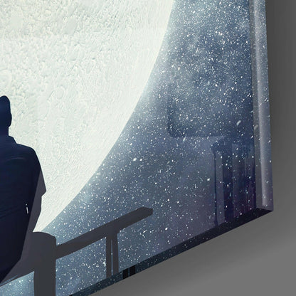 Full Moon Glass Wall Art