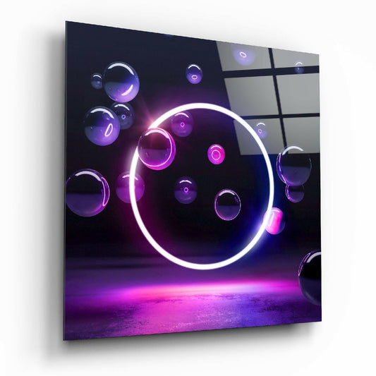 Circle glass wall art in modern office