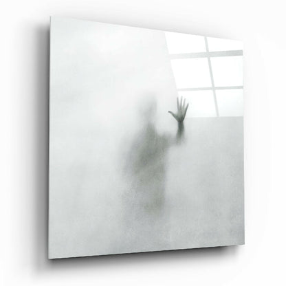 Despair glass wall art, moody expressive artwork on high-gloss tempered glass