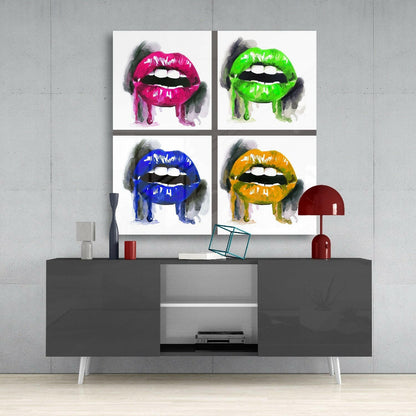 Colored Lips Glass Wall Art