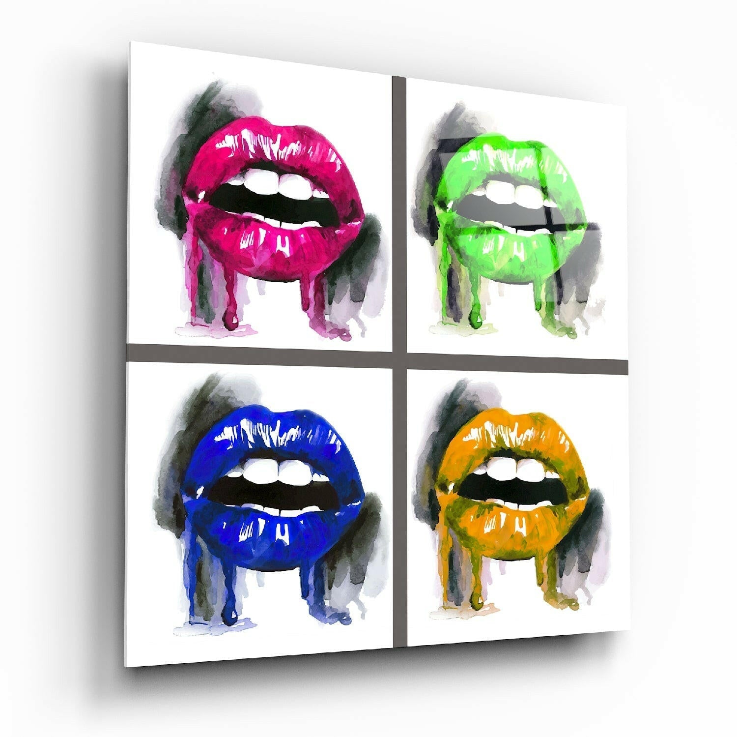 Colored Lips pop art glass wall art