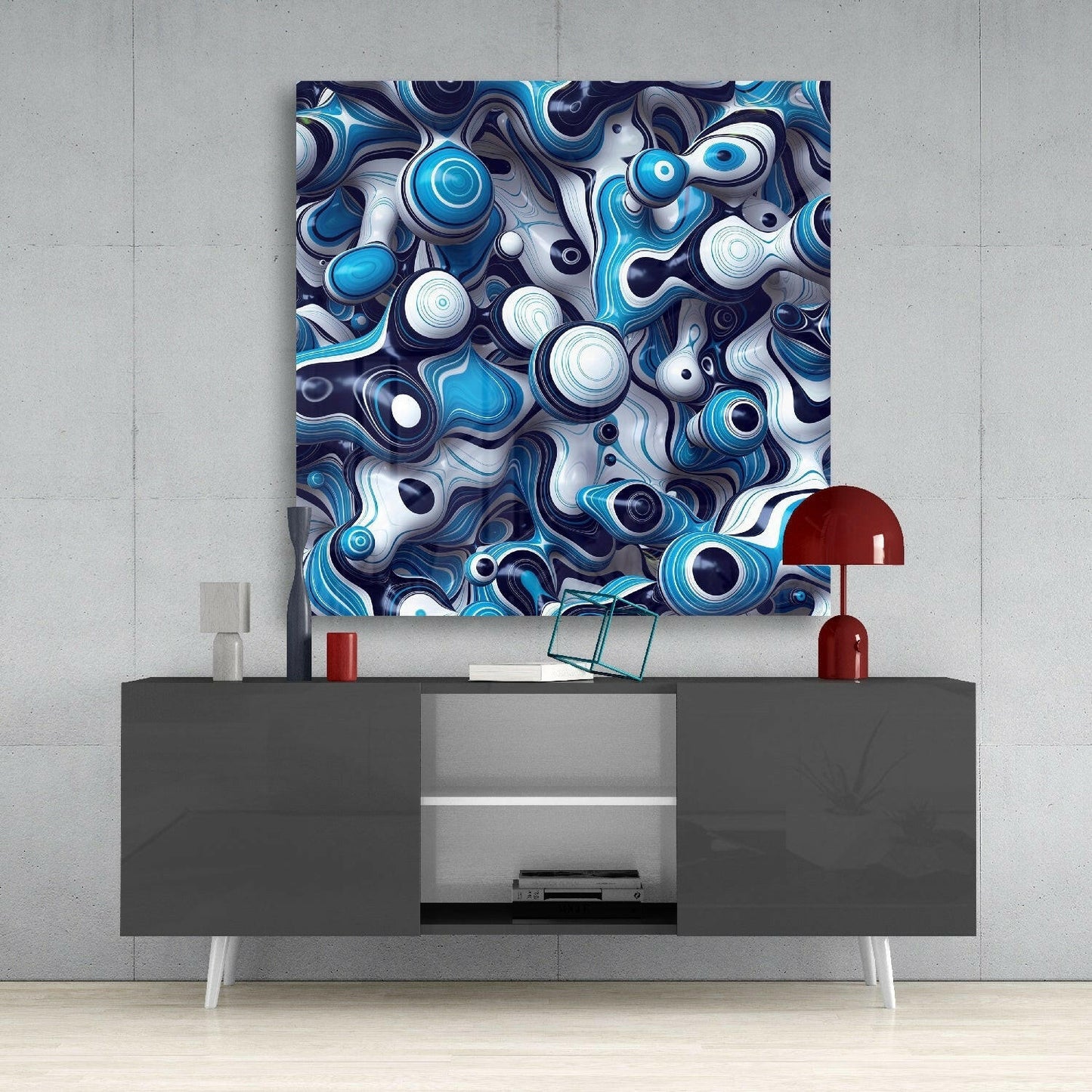 Blue Circles Glass Wall Art