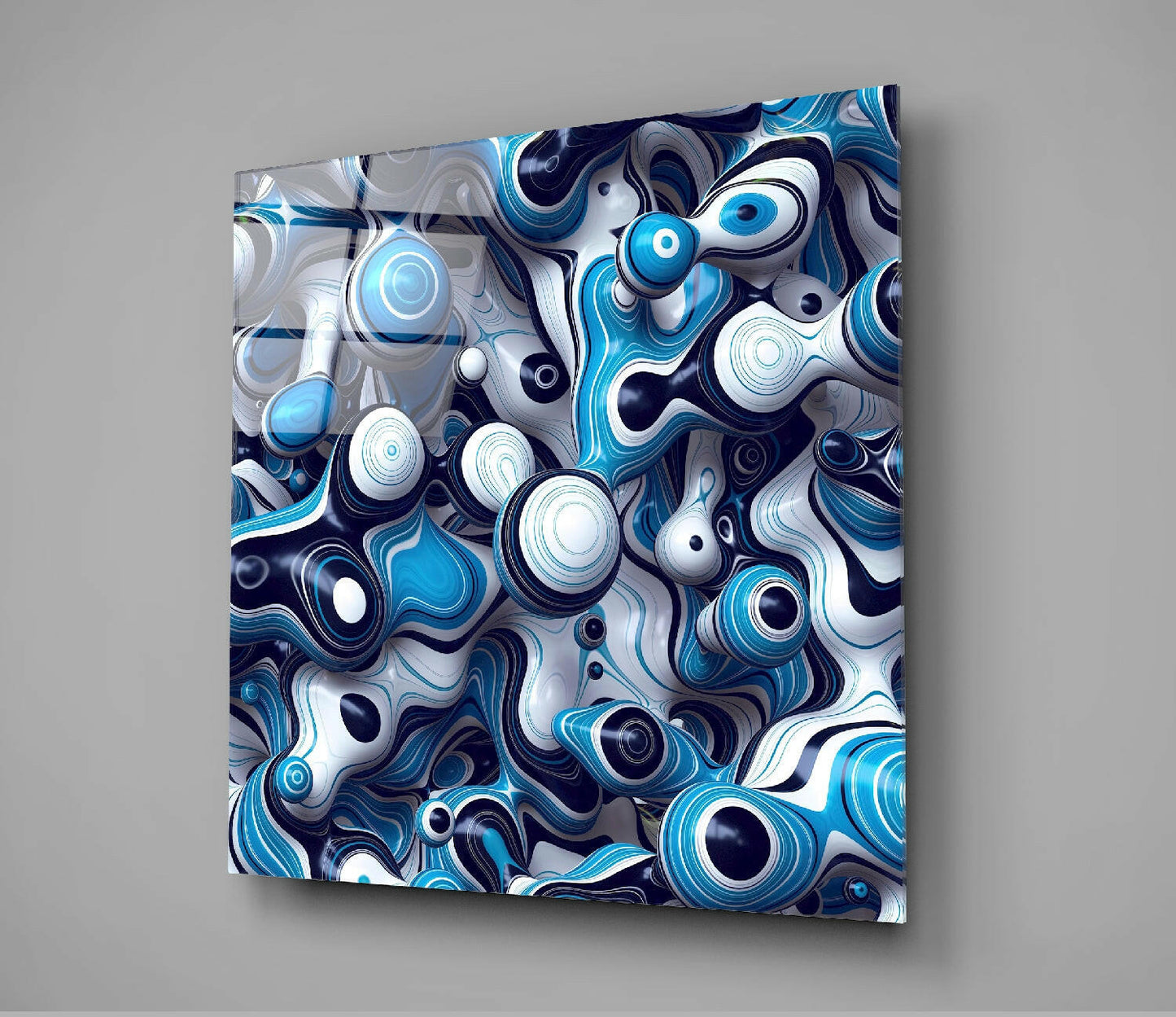 Blue Circles Glass Wall Art