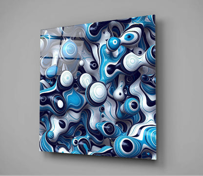 Blue Circles Glass Wall Art