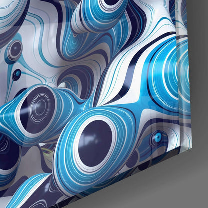 Blue Circles Glass Wall Art