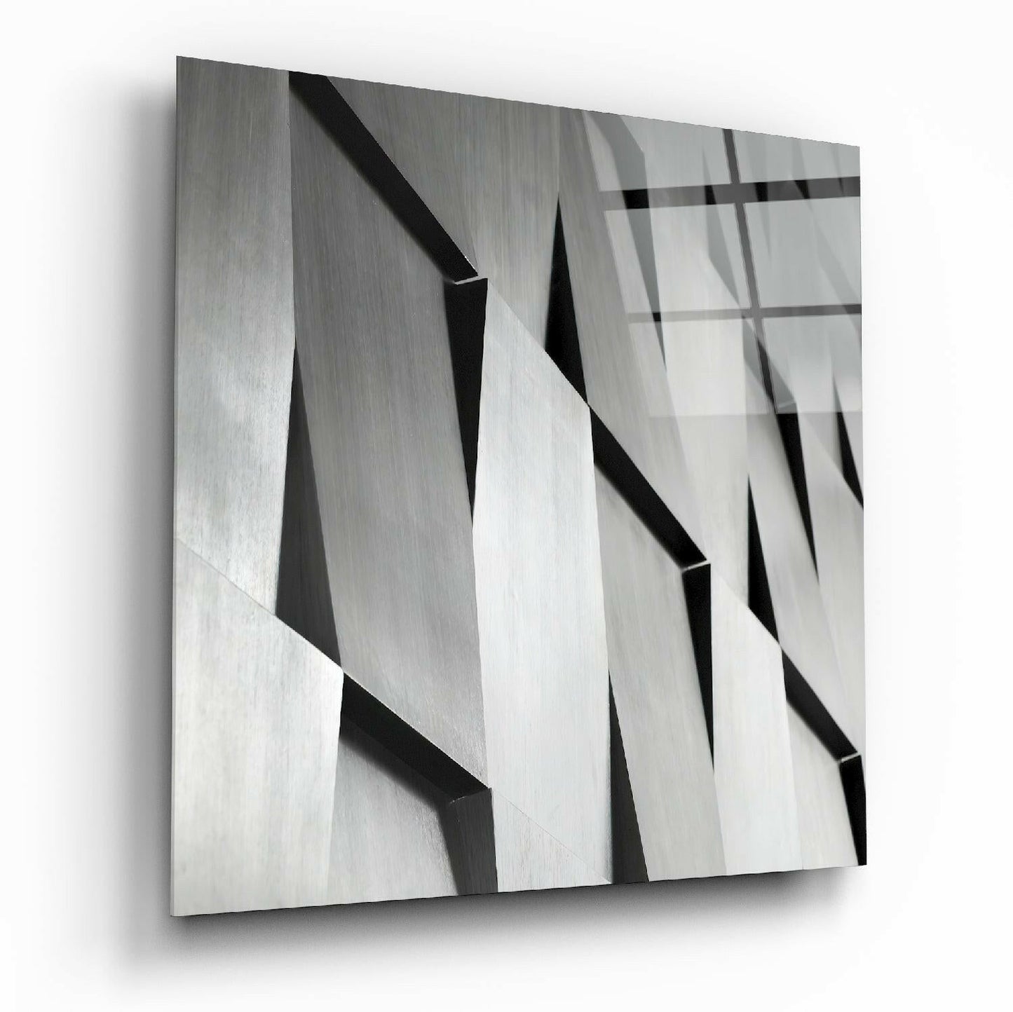 Modern abstraction glass wall art on living room wall